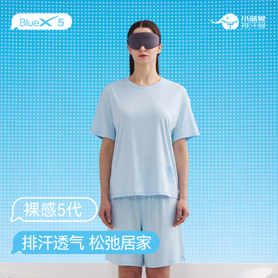 小蓝象裸感5代睡衣夏季凉感短袖短裤薄居家休闲男女士家居服套装