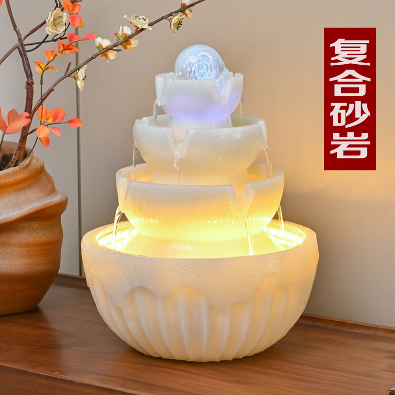 轻奢流水摆件客厅桌面循环水景生财风水球室内客厅喷泉招财风水轮