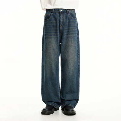 VoguoRelay原创韩版宽松直筒做旧牛仔裤