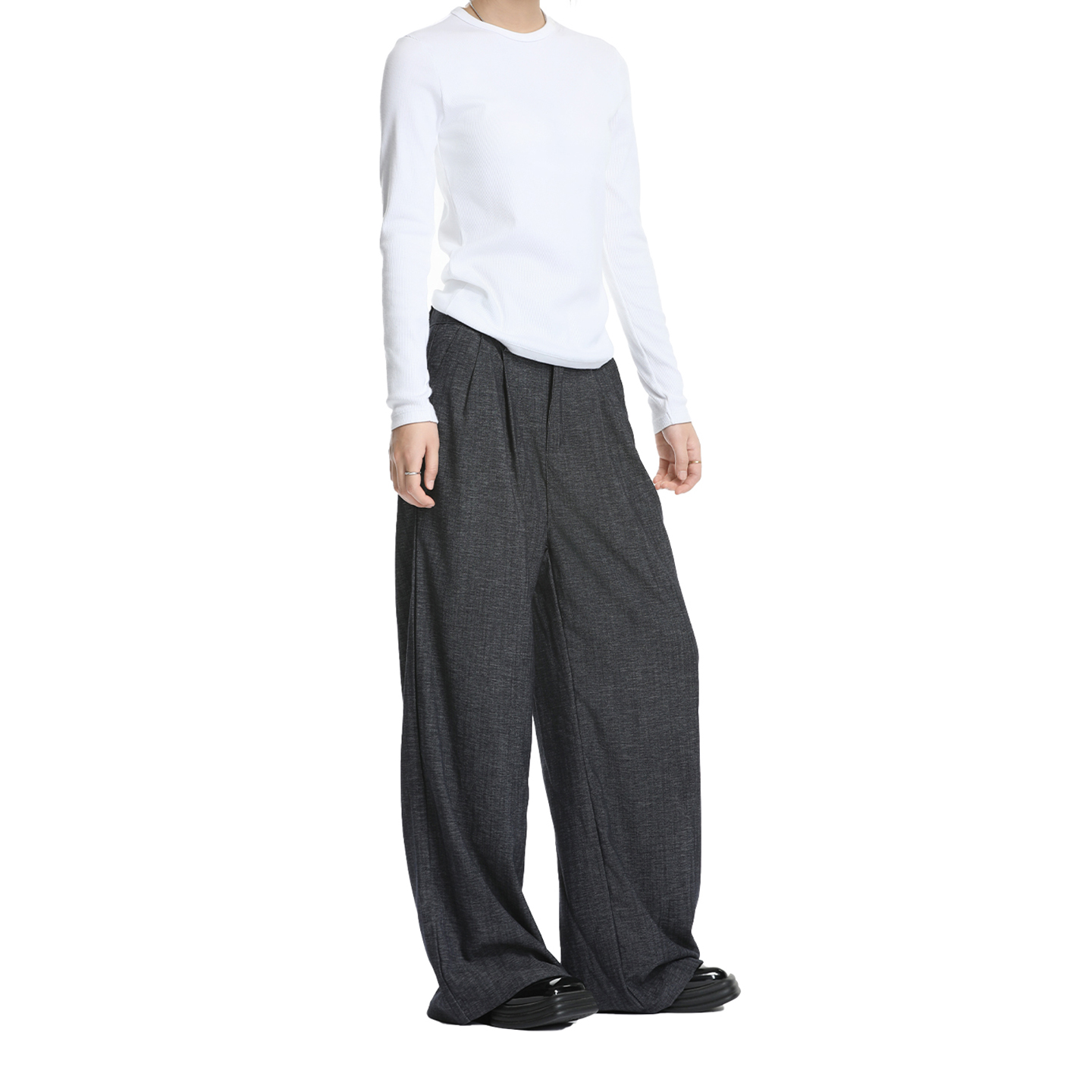 Voguo Relay简约老钱风慵懒宽松直筒拖地裤松弛感buggy加长休闲裤