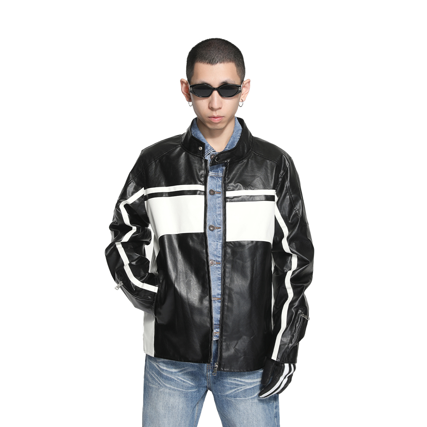 机车风宽松皮夹克男女