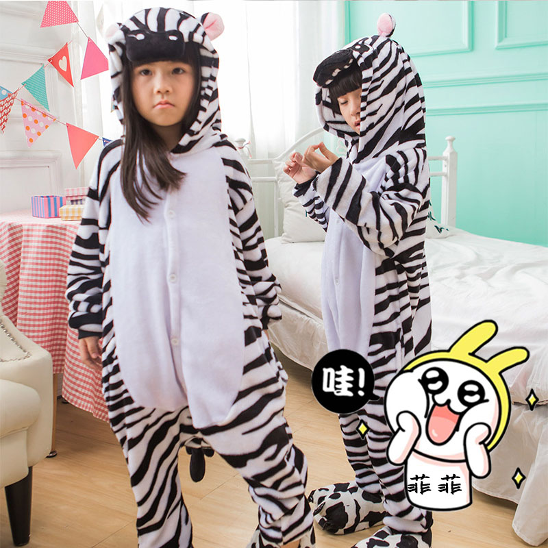 儿童动物冬季珊瑚绒父子连体睡衣