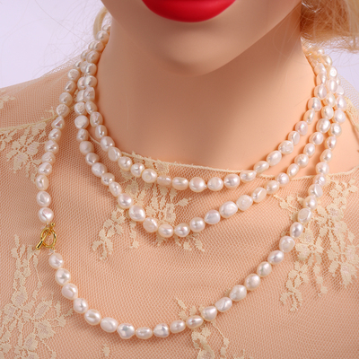 天然珍珠毛衣项链镀真金轻奢长款