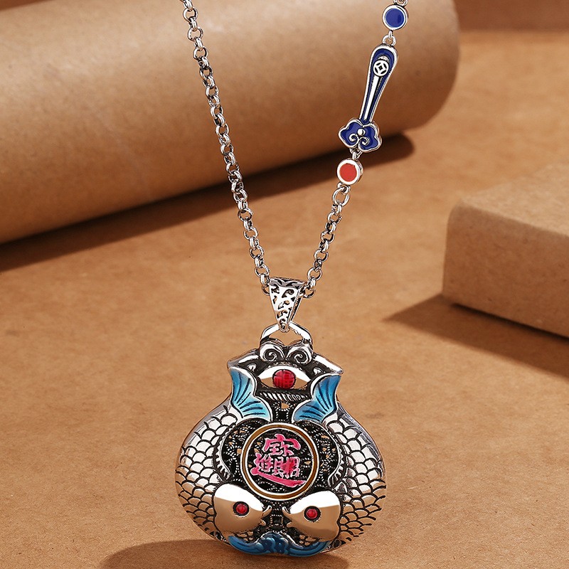 上岸守护如意双鱼锦鲤福袋项链