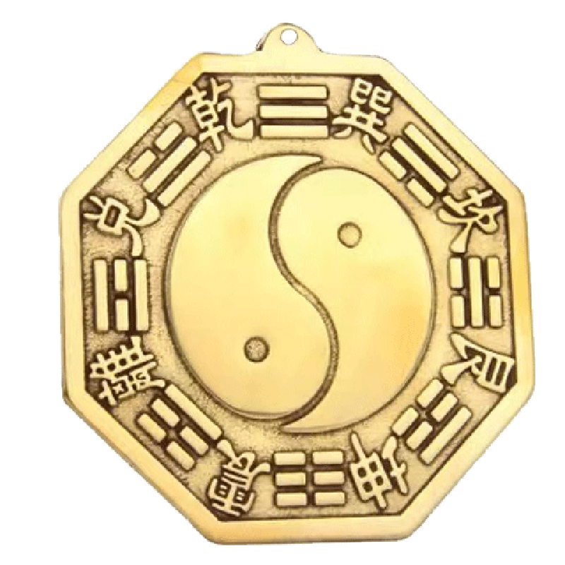 挂件太极八卦镜黄铜中式