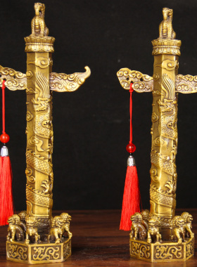 XY23号铜华表摆件中式