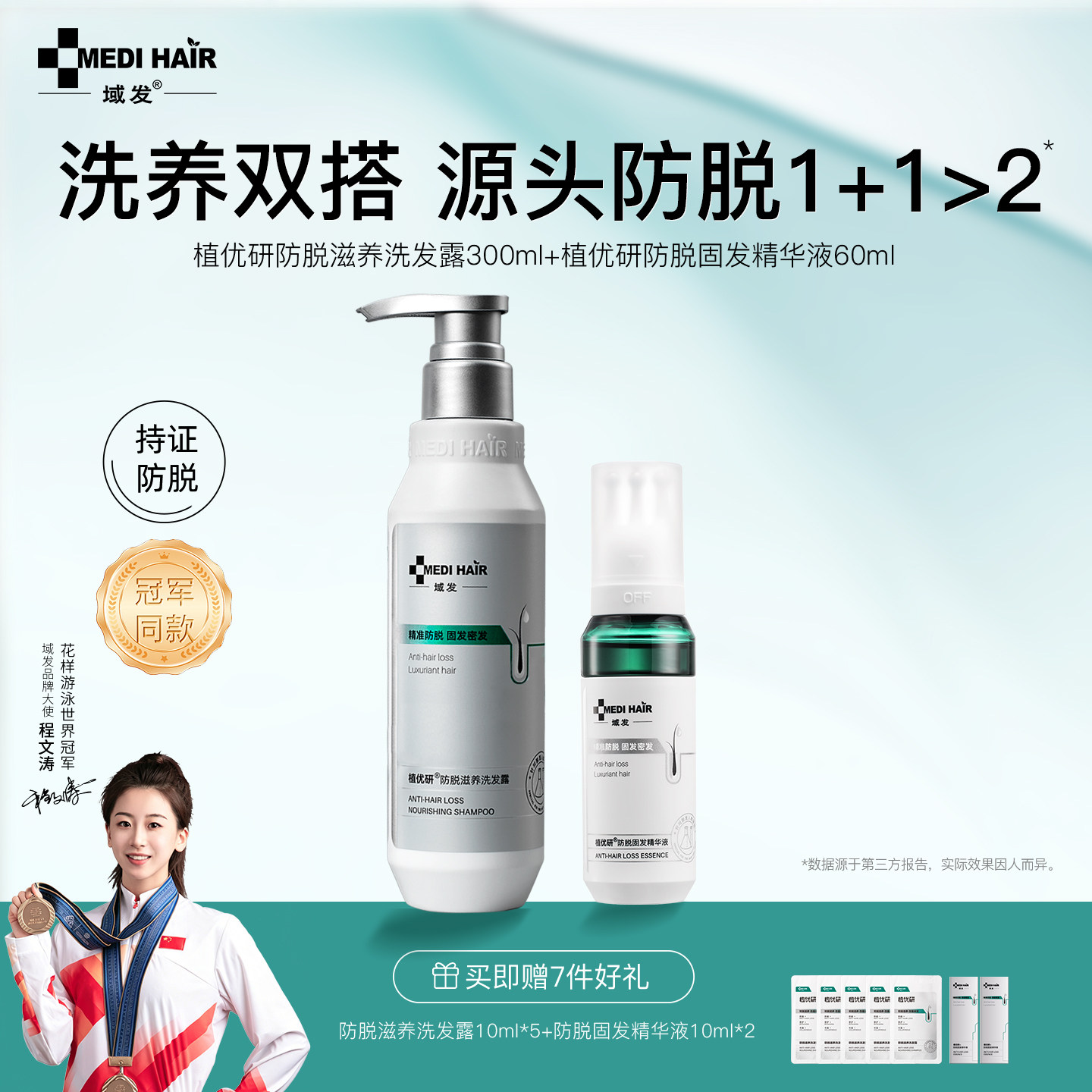 域发植优研防脱精华液洗发水套装图片