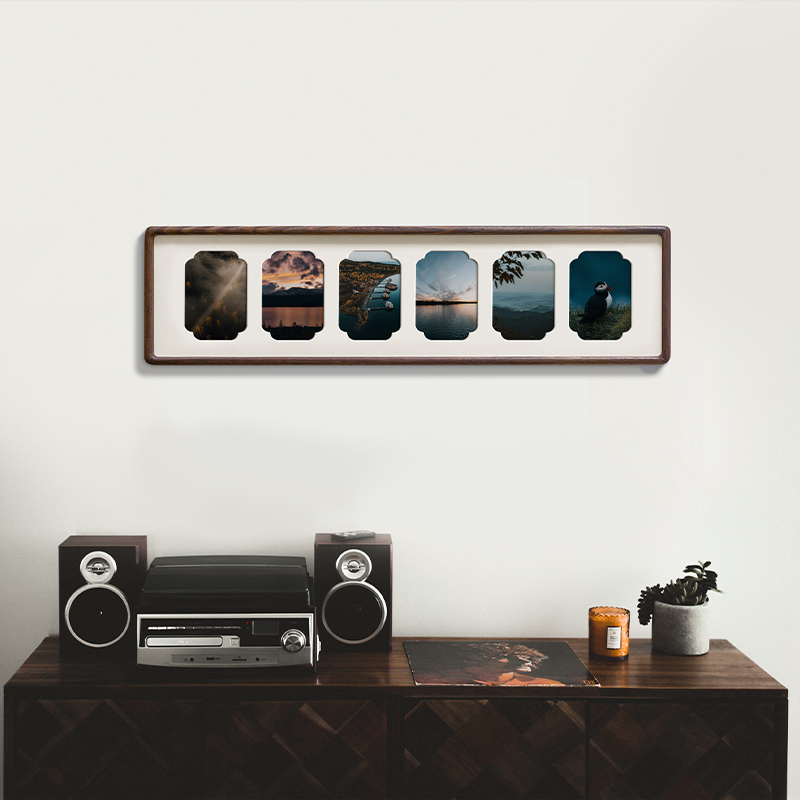 长条实木相框6连宫格4R来图定制打印做成结婚纱照片6寸多图画挂墙