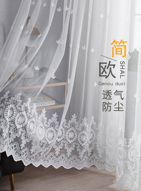 北欧风ins现代简约白色薄纱窗帘客厅卧室阳台纱成品纱帘白纱飘窗