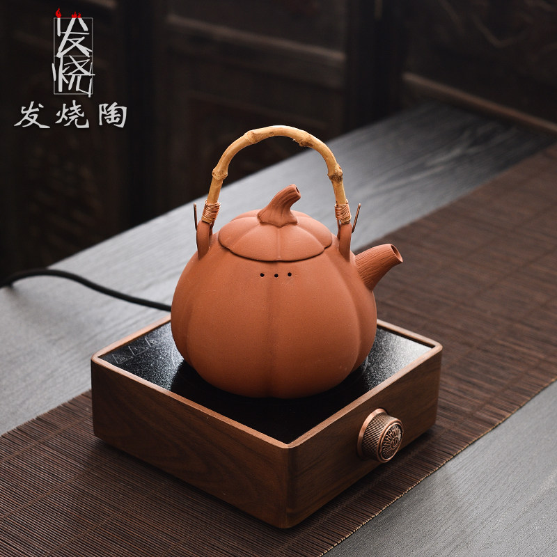 发烧陶朱泥提梁壶粗陶烧水壶大容量泡茶围炉煮茶电陶炉红泥壶茶具
