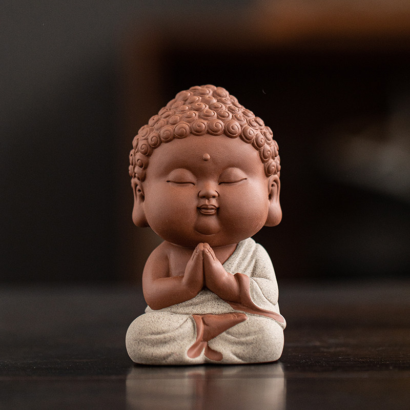 禅意紫砂小如来茶桌装饰摆件图片