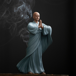 紫砂禅意小和尚茶宠摆件创意佛系小沙弥茶桌面装 饰品茶道配件摆设