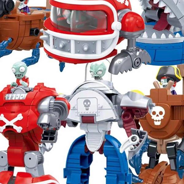 章鱼海盗船机甲植物大战僵尸模型全套西瓜投手男孩玩具儿童礼物