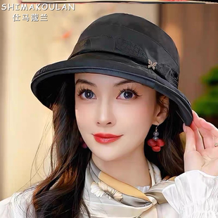 桑蠶絲防曬帽薄款 爆款 輕薄桑蠶絲透氣時尚 真絲優雅女士帽子 夏新款
