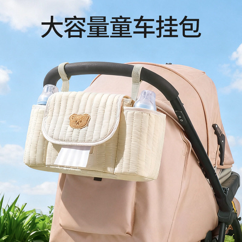 新款婴儿车挂包遛娃包韩国拉链刺双肩背包