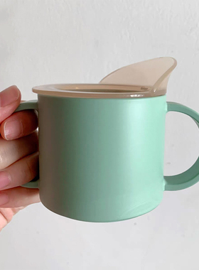 宝宝学饮杯儿童水杯带盖杯子婴儿嘬口喝水直饮防摔防呛敞口斜口杯