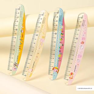 日本国誉KOKUYO尺子波浪弯弯尺直尺多功能带波浪线15cm刻度尺中小学生高颜值绘图测量【限定款小猪佩奇联名】