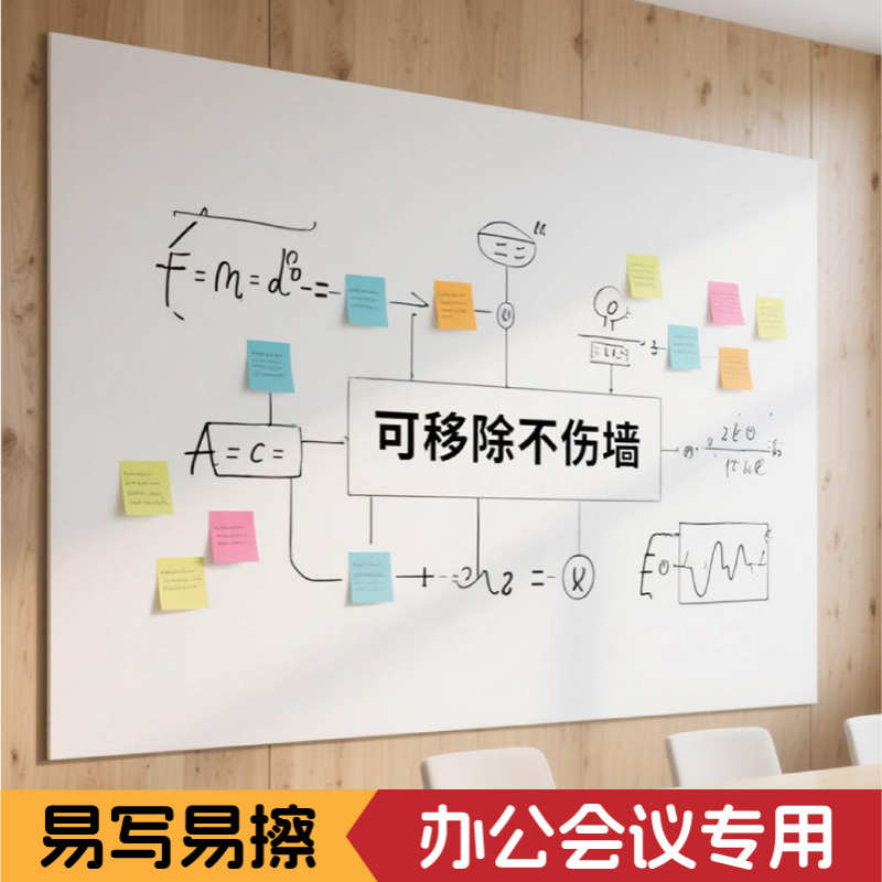 磁性办公白板写字板家用办公学习可擦画板儿黑板墙贴童教学粘客厅书房无尘磁力软白板磁吸工作留言装饰墙墙贴图片