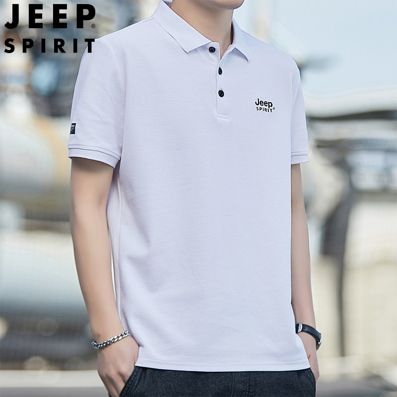 JEEP吉普polo衫男短袖高级新款高端品质正肩大码夏季纯色翻领T恤