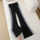 黑色侧边条纹微喇裤 休闲瑜伽鲨鱼裤 女高腰收腹提臀弹力修身 打底裤