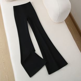 辣妹黑色高腰微喇裤女外穿提臀瑜伽健身喇叭裤休闲鲨鱼裤打底长裤