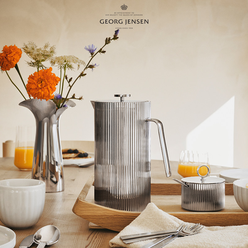 georg jensen乔治杰生北欧法压壶不锈钢双层咖啡壶轻奢茶壶家用
