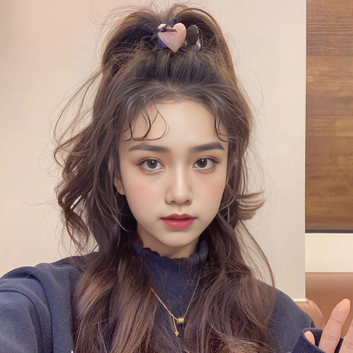 爱心高马尾抓夹女2024新款