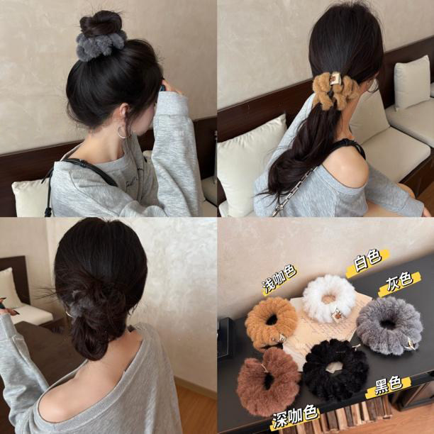 2025新款秋冬大号毛绒电话线发圈发绳高弹力耐用头绳扎马尾丸子头