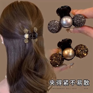 高级感发夹女2025新款高端水钻珠珠后脑勺小抓夹半扎发夹子头饰