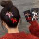 新年红色马上有钱闪钻发夹女本命年小夹子侧边小马碎发夹2026新款