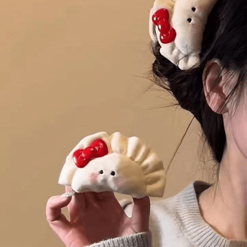 蝴蝶结腮红饺子抓夹女可爱呆萌