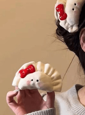 蝴蝶结腮红饺子抓夹女可爱呆萌