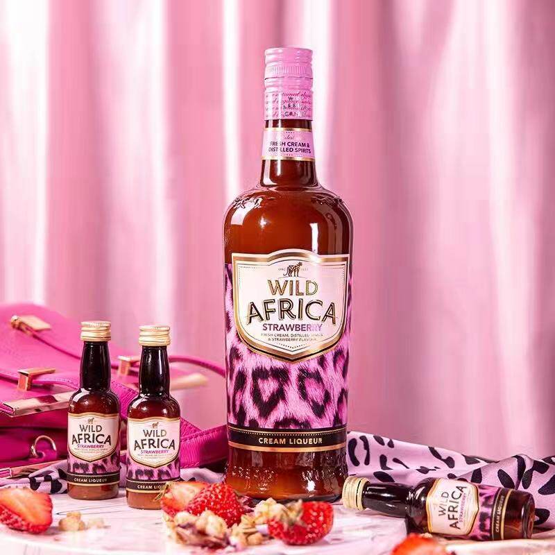 醉鹅娘南非奶油利口酒草莓味750ml瓶小奶豹凯樽汇猎豹之吻晚安酒