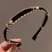 黑色高级感珍珠小香风链条细发箍2025新款压发外出头饰发卡头箍女