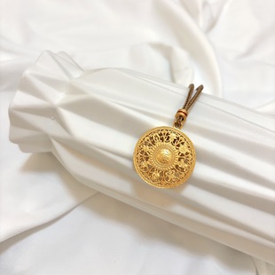 古法传承仿真花丝镂空八宝罗盘黄金项链足金吊坠三金五金摆台道具