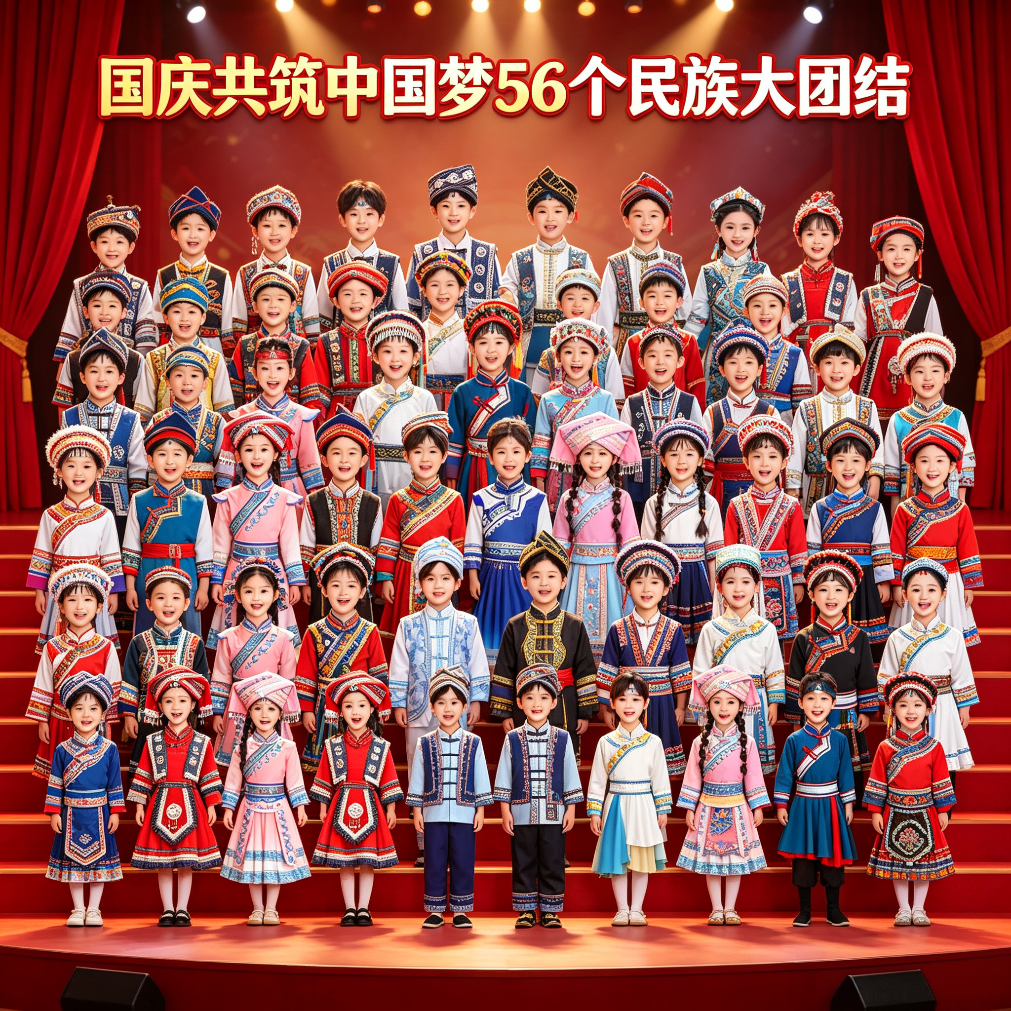 主题汇演56个民族儿童吉量演出服男女全套少数民族开幕式表演服装