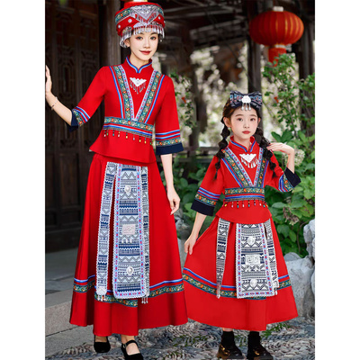 新款三月三成人男女广西壮族少数民族服装彝族苗哈尼族舞蹈演出服