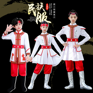 蒙古服族儿童舞蹈演出服女蒙族袍服装女童男童少数民族蒙古族白马