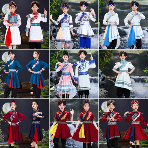 六一儿童蒙古族白马舞蹈演出服男女童幼儿少数民族蒙族筷子舞旅拍