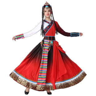 2025新款藏族舞蹈表演出服装女少数民族服饰成人卓玛大摆裙中国风