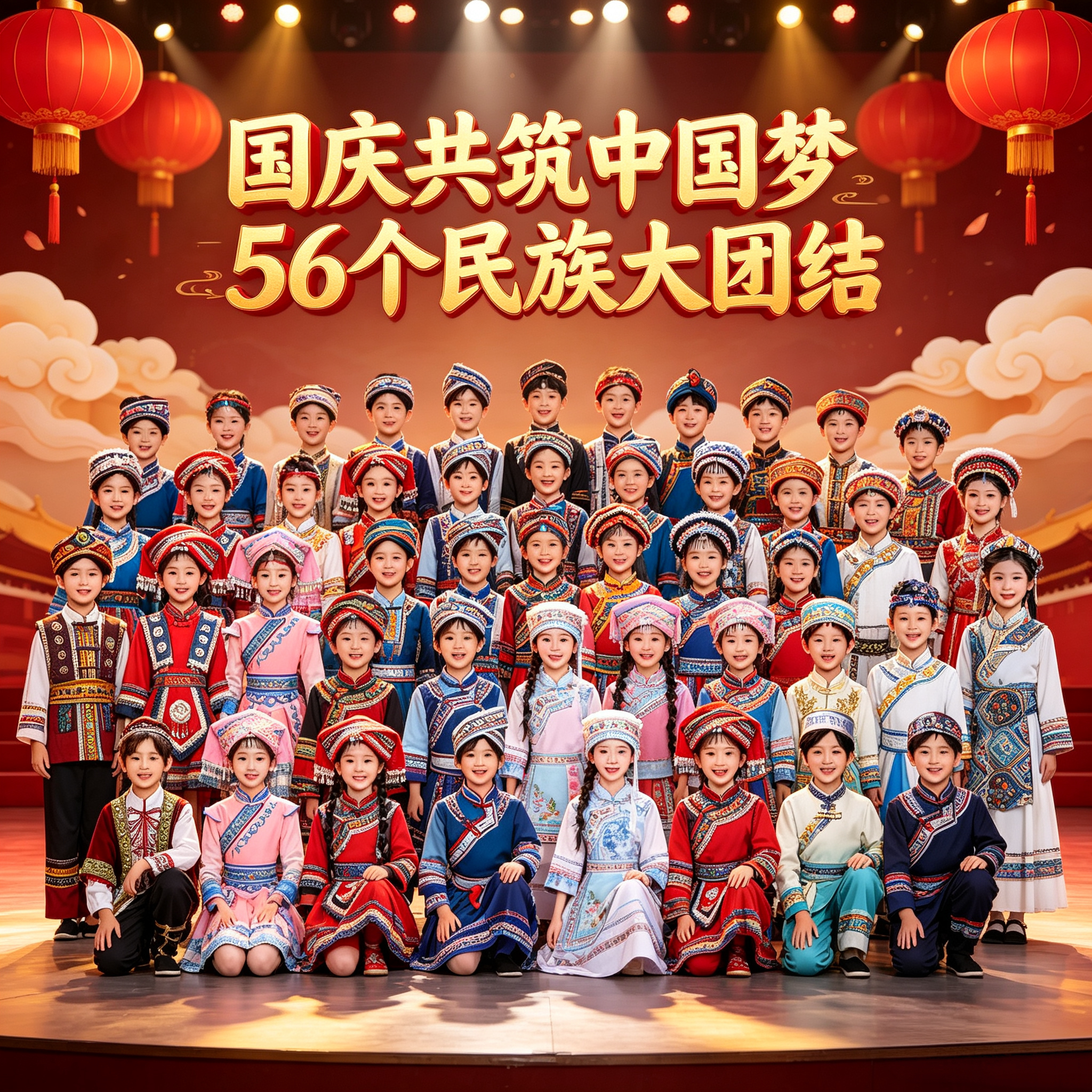 56个少数民族儿童吉量男女演出服开幕式少儿舞蹈表数舞台汇演服饰