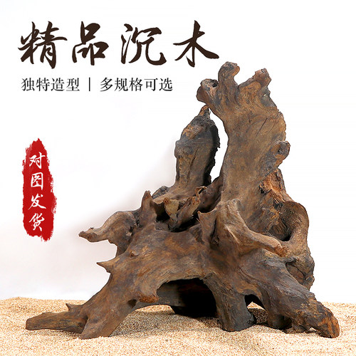 天然鱼缸造景素材紫柚木免煮