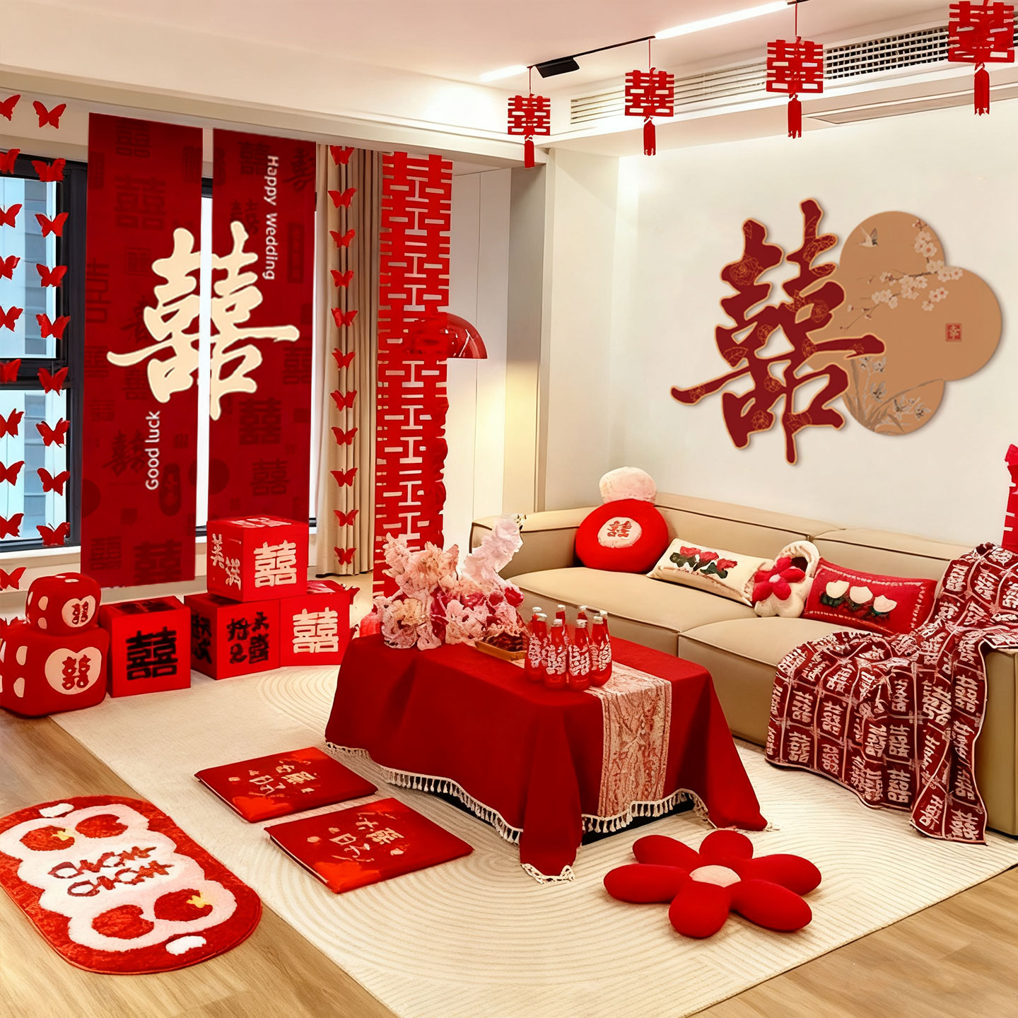 婚房布置客厅沙发背景墙装饰