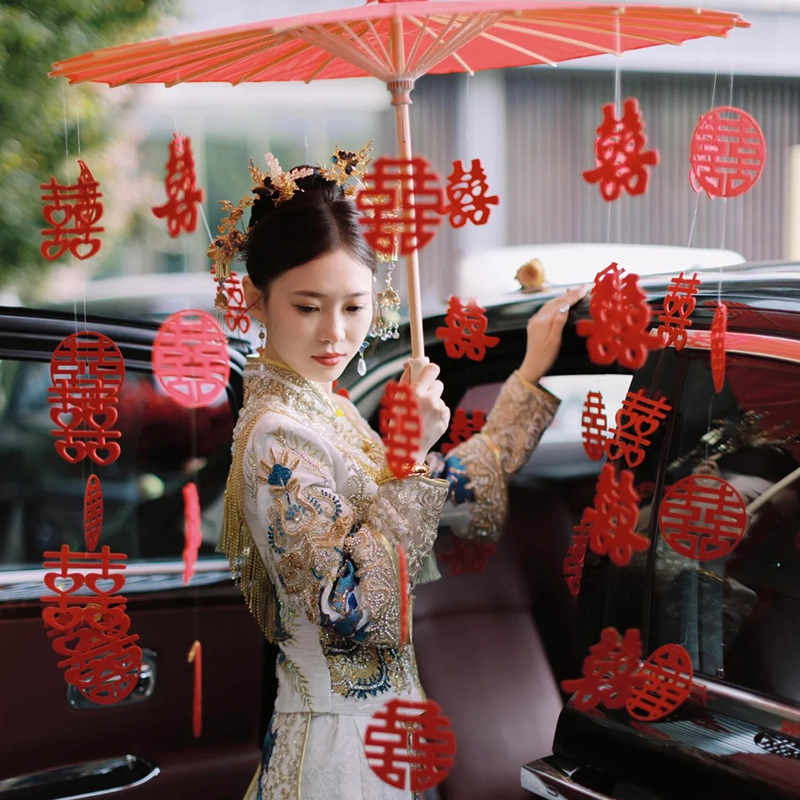 新中式喜字婚伞新娘拍照道具