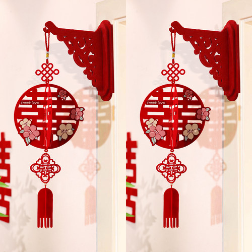 结婚喜字门挂挂件立体