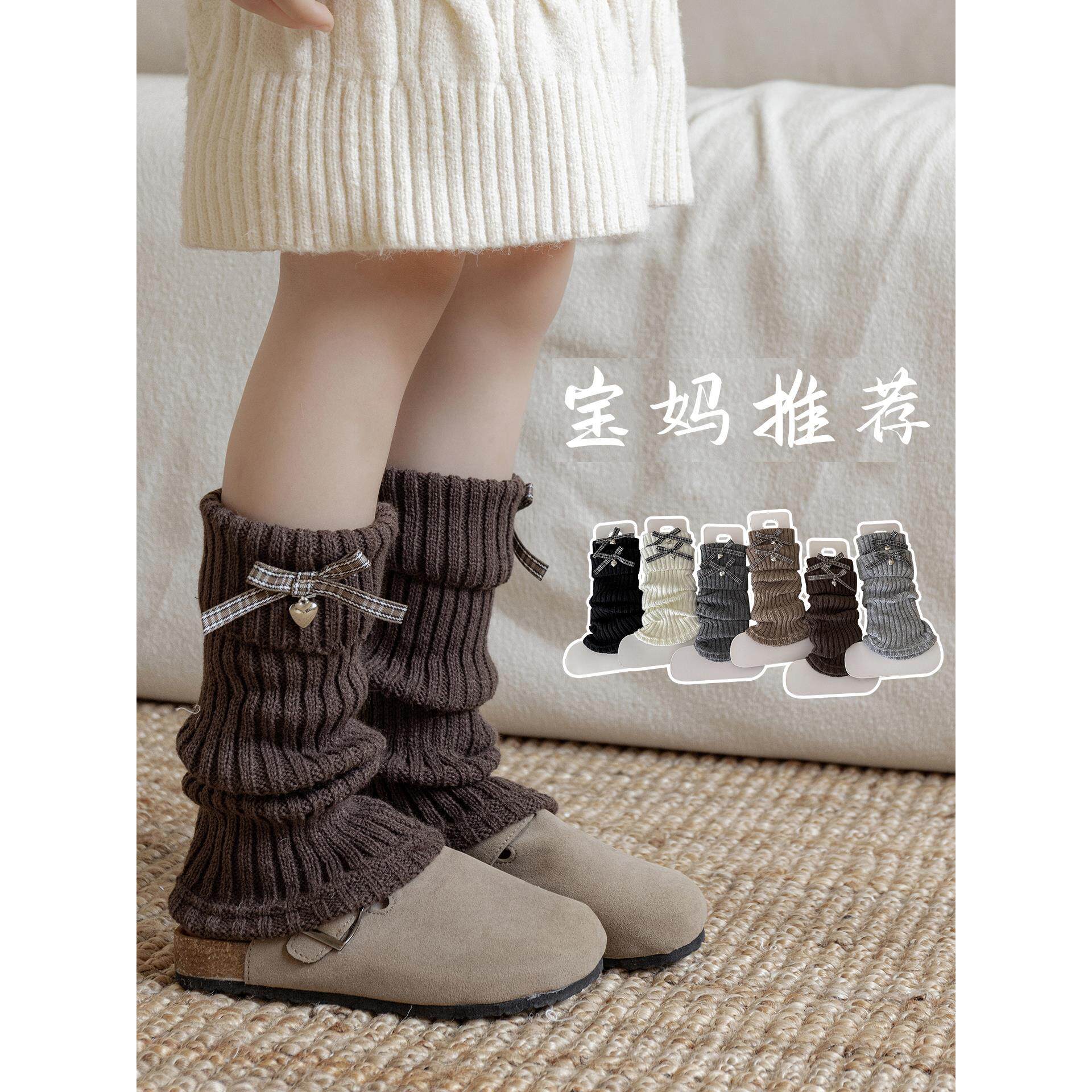 女童堆堆袜儿童袜套小腿袜秋冬季2025新款蝴蝶结腿套针织女孩冬天
