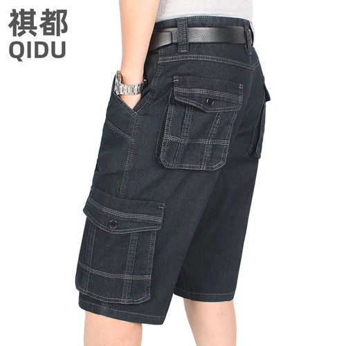 夏季多口袋工装短裤牛仔裤