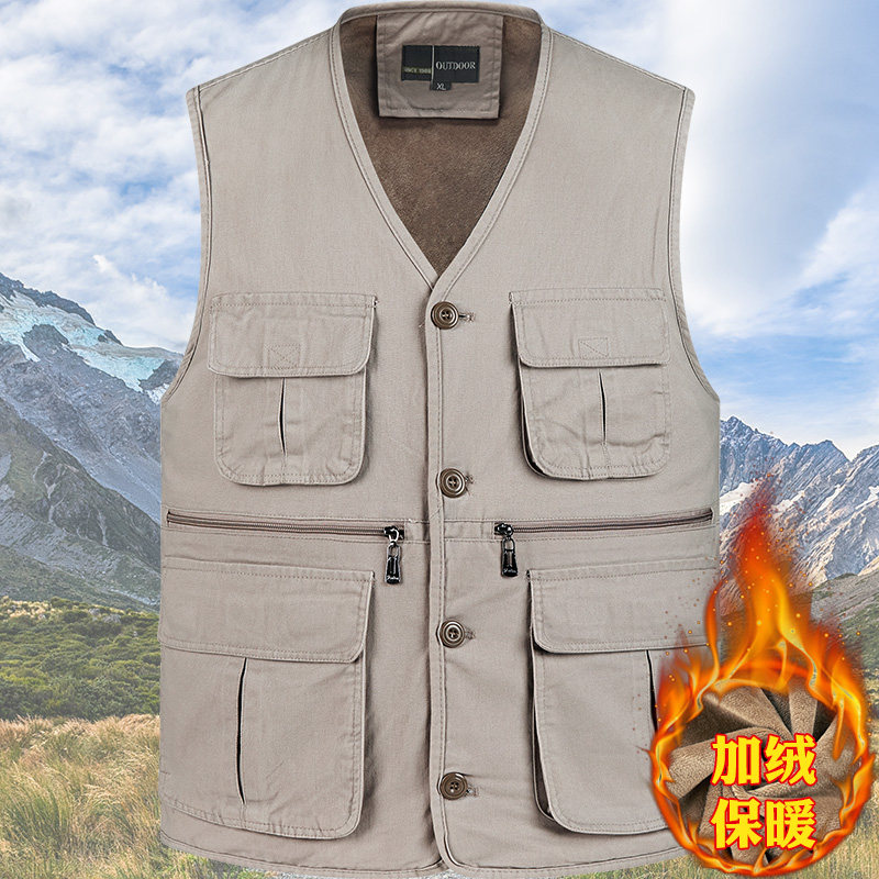 秋冬加绒厚款马甲中老年男士纯棉多口袋坎肩爸爸保暖背心爷爷马夹,男装,常规马甲,淘宝优惠券,粉丝福利购,淘宝优惠卷