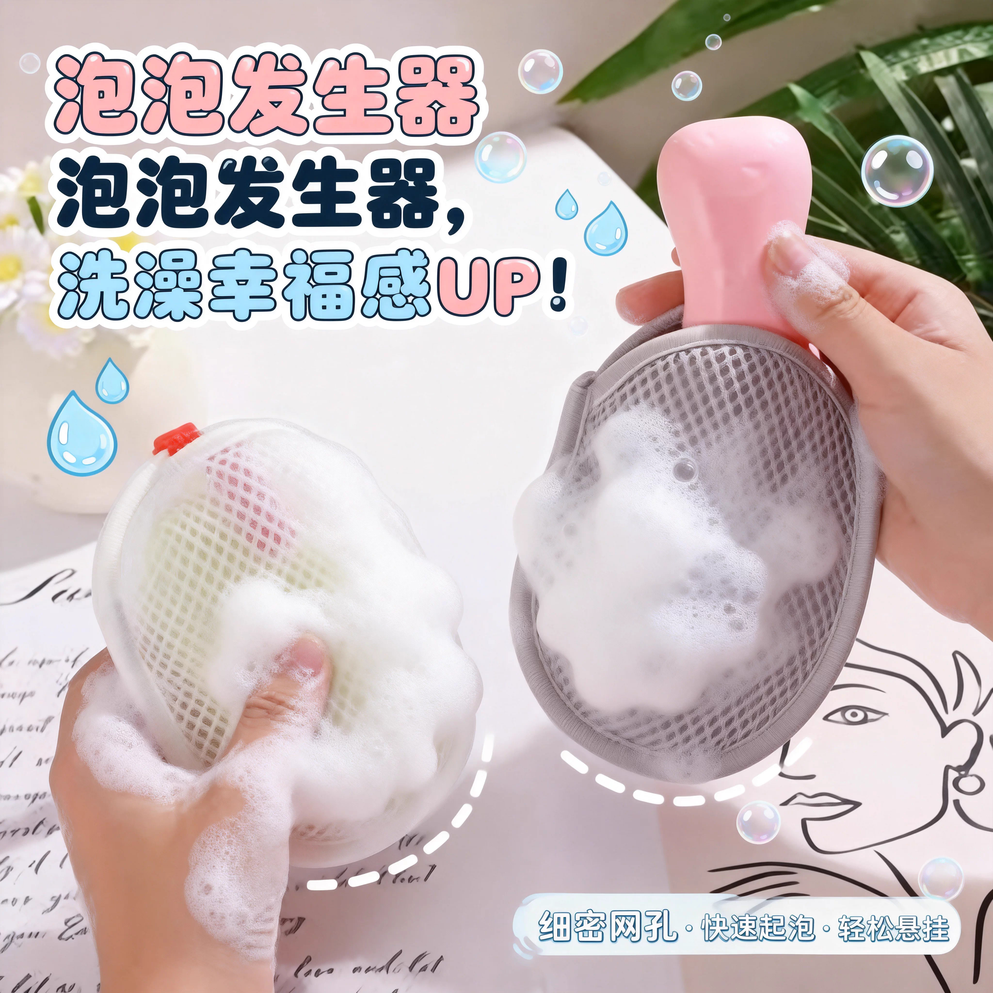 肥皂袋起泡网香皂打泡网搓澡洗澡洗脸专用网兜袋双面发泡网纱袋