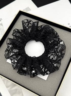 2026新款法式蕾丝大肠发圈女头花扎丸子头发绳高弹力马尾头绳发饰